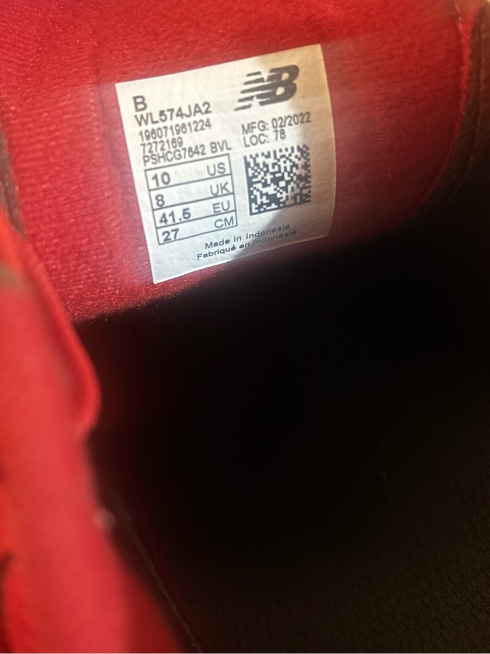 New Balance 574 Women’s Red Leopard Accent Sneakers - Picture 6 of 6